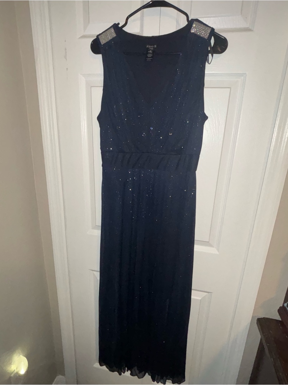 Sparkle Navy Sleeveless Maxi Dress by Alexa B Nites